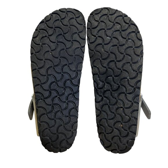 Birkenstock Women’s Metallic Silver Strap & Cork Sole Gizeh Sandals Size US 8 - Picture 9 of 9